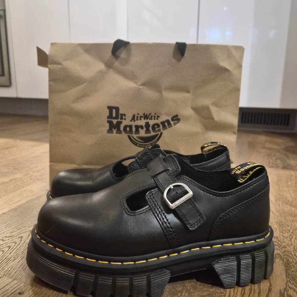 Dr. Martens Black Platform Buckle Shoes